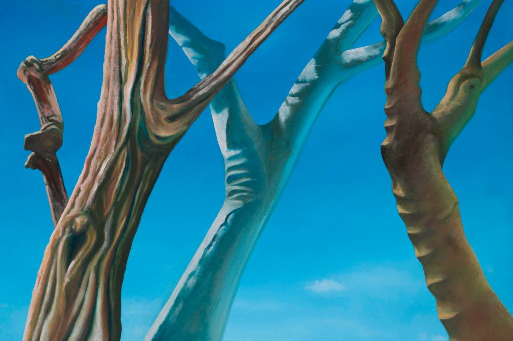 sisters trees oil painting